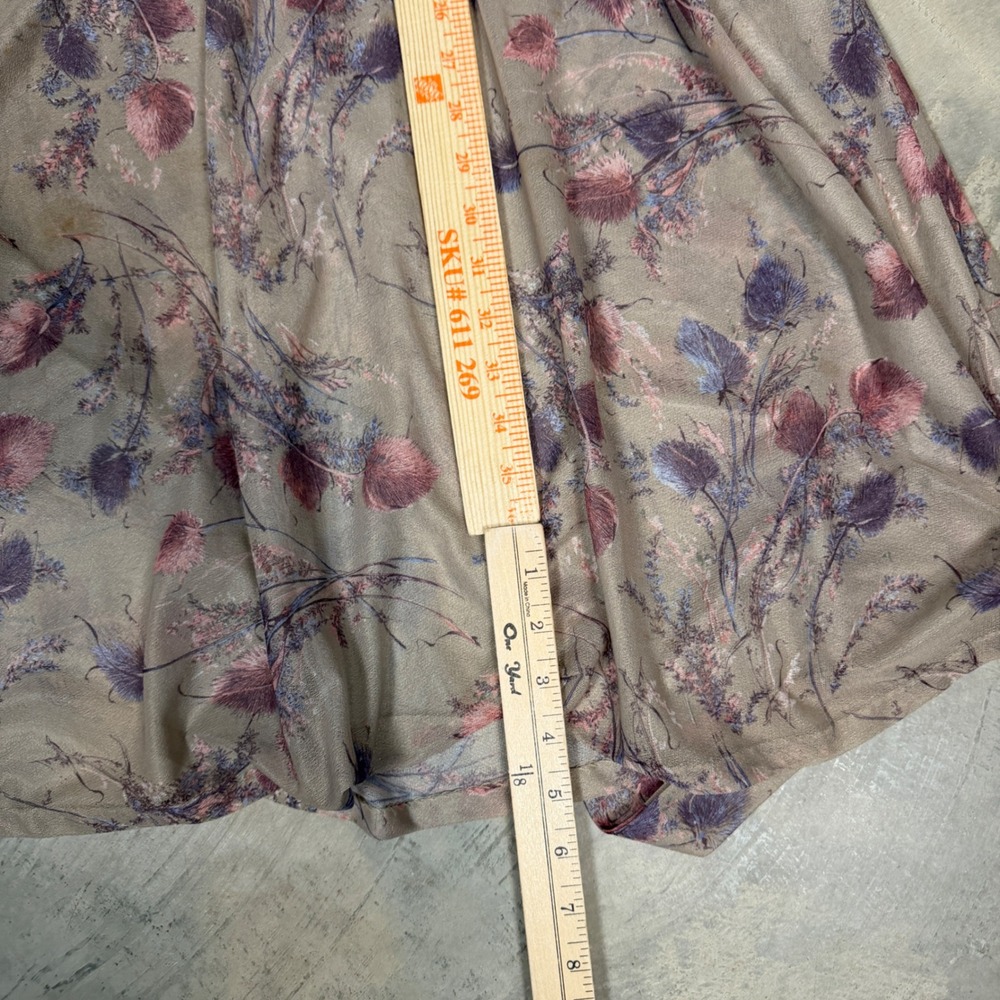 60s 70s Phase II California Vintage Floral Wrap Mauve Purple Thistle Midi Dress - Picture 7 of 7
